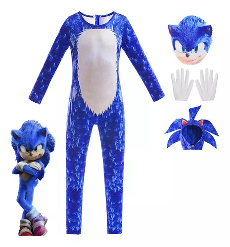 Fantasia Sonic Azul Infantil Cosplay Halloween Dry no Shoptime