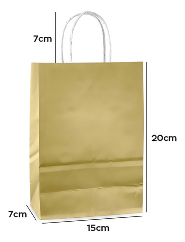 Bolsa de papel kraft metalizado PP, 15 x 20 x 7 cm, 10 pulgadas, color dorado