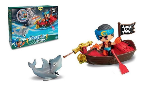 Muñeco Pinypon Action Bote Pirata Con Figura Y Tiburón 