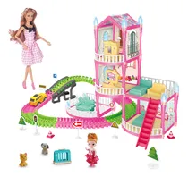 Comprar Casa De Muñecas Para Niñas Con Pista,coches,30cm Muñeca,casa De Muñecas Para Niñas,casa De Muñecas