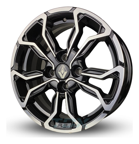 01 Roda Renault Logan Sandero Aro 14 4x100 (1 Unid)+bico Cor Preto Com Diamantado