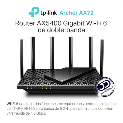 Imagen 2 de 10 de Router Gigabit Wifi 6 Dual Band Ax5400, Tp-link Archer Ax72
