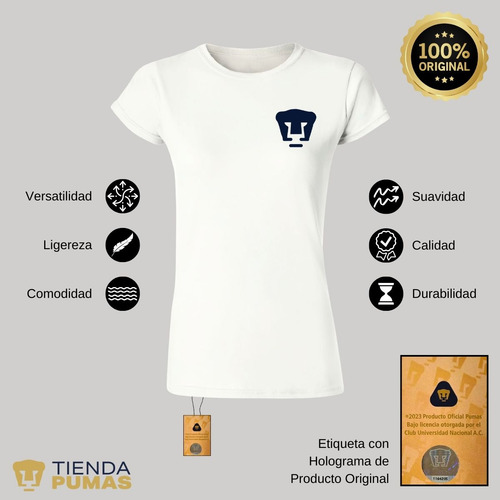 Playera Pumas Unam Mujer Logo Azul
