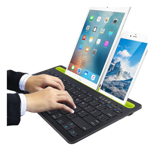 Teclado Inalambrico Bluetooth Profesional Con Teclas Planas 