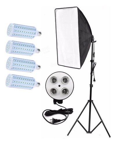Kit Soft Box Quadruplo Com Lampadas Led Corn 40w Foto Video
