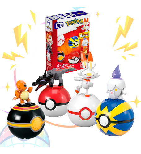 Mega Equipo Pokemon Tipo Fuego Set Juego Constrccion Mattel