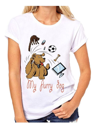 Remera De Mujer My Flurry Dog Perro Y Gato Jugando