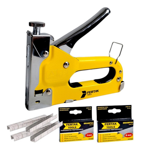 Kit Grampeador Tapeceiro 4-14 Mm + 2200 Grampos 6mm 8mm