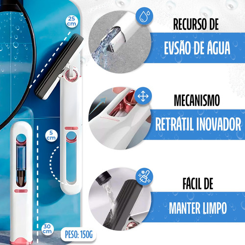Rodo Portátil Mini Mop Esfregão Limpeza Mesa Cozinha Sala Cor Branco