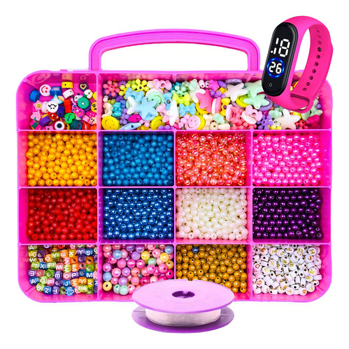 Kit de abalorios con 2 maletines de 6 mil piezas para niños y niñas