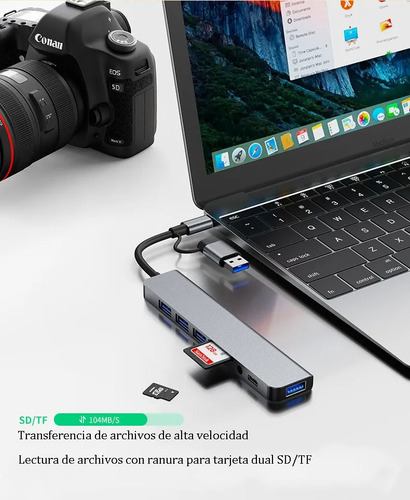 Hub Adaptador Usb Tipo C 8 En 2 Para Mac Macbook Windows