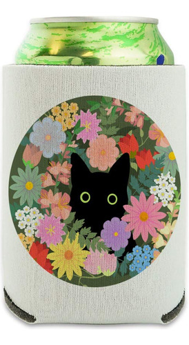 Enfriador Lata Flor Primavera Para Gato Negro  Funda Bebida