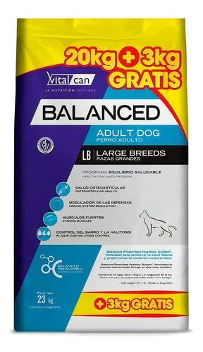 Vitalcan Balanced Perro Adulto Grande X 20 + 2 Kg