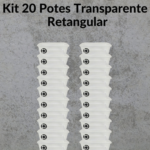 Kit 20 Vasilhas Organizador Com Tampa Plastbon Potes 200ml Cor Transparente 1463