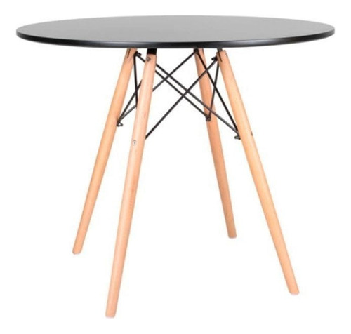 Mesa Jantar Charles Eames Eiffel Wood Madeira 90cm Preto Merlink