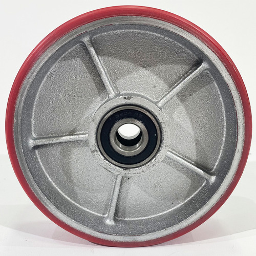 2 Ruedas Para Zorra Hidraulica 180x50mm Reforzada C/ Ruleman Ruedas Rojo