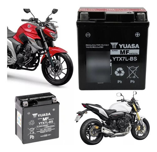 Bateria Moto Selada Ytx7l-bs 6ah Fazer 250 Hornet Tornado