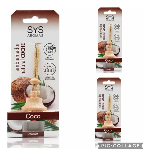 Aromatizante Ambientador Colgante 7ml Aroma Coco Pack X 3