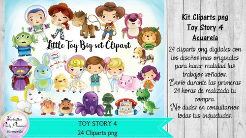 Cliparts Toy Story 4 Acuarela  Kit Imprimibles