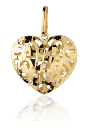 Corrente Cordão Diamantado + Pingente Coração Ouro 18k 60cm