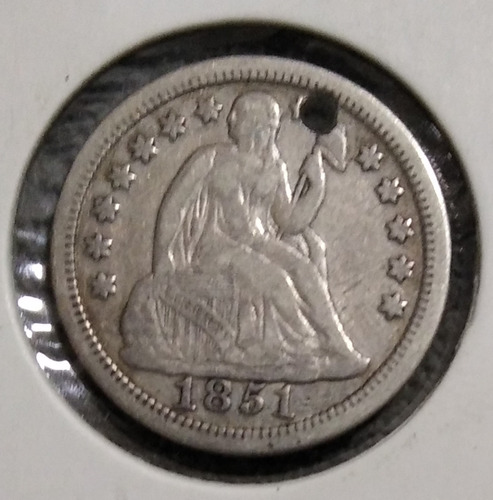 Moneda De 10 Centavos De Dolar, Año 1851 Bueno 