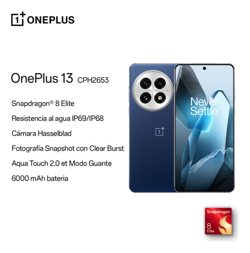 Oneplus 13 5g 16 GB RAM 512 GB ROM Snapdragon 8 Elite NFC 6.82 Amoled 2K 120 Hz Triple Cámara 50 mp 6000 mAh IP69/iP68 Dual Sim Version Global Blue