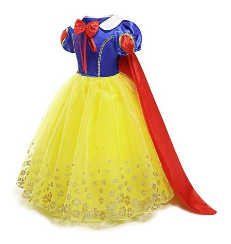 Imagem 5 de 8 de Fantasia Luxo Branca De Neve Completa Vestido E 7 Acessórios