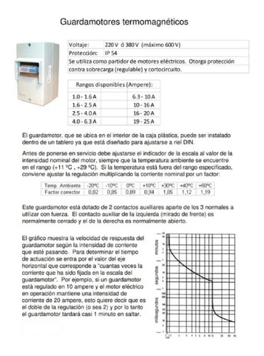 Guardamotor Termomagnético M611 Con Caja 6.3 A 10 Amp G P A