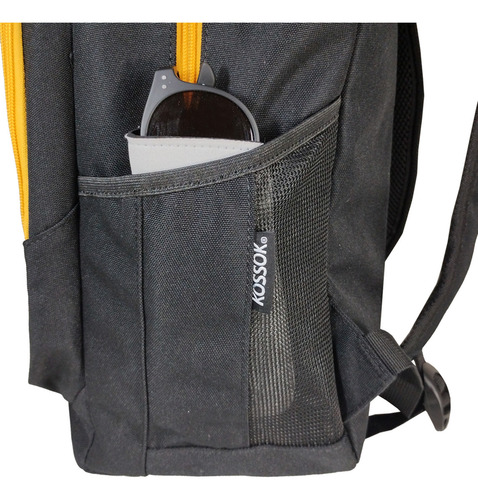 Mochila Kossok Grove Urbana Super Reforzada Premium Color Gris-amarillo Diseño De La Tela Liso