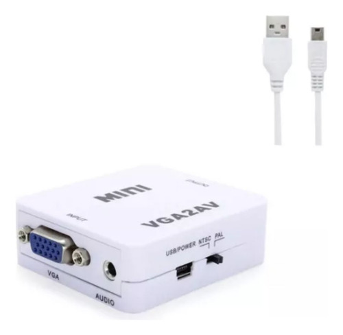 Conversor Adaptador Rca Vga / Av (audio E Video) Cor Branco 110v