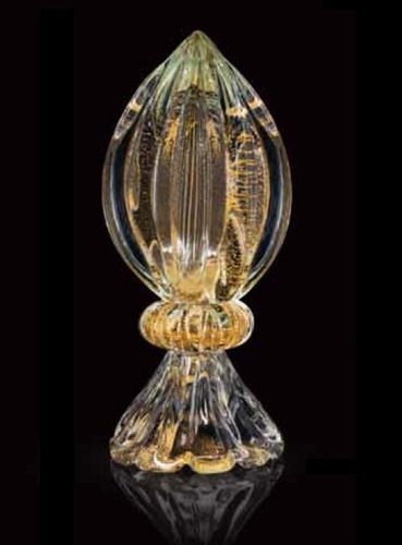 Pinha Com Base Cristal Murano Po Ouro 24k 27x11cm Sao Marco1