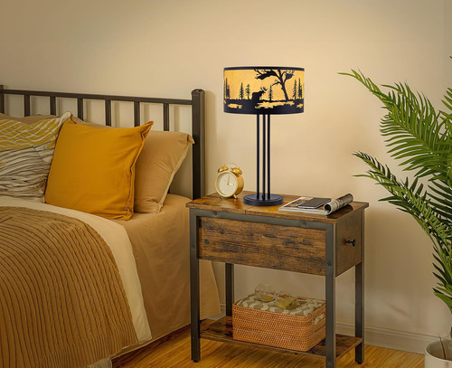 Lámparas De Mesa Negras De Granja, 4 Luces Con Pantalla De T