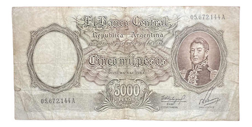 Billete 5000 Pesos M$n Argentina 1962 Bottero 2171