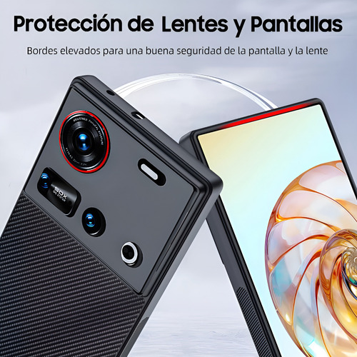 Funda Fibra Carbono Para Zte Nubia Z70 / Z70s Ultra +2 Micas Negro Nubia Z70/z70s Ultra