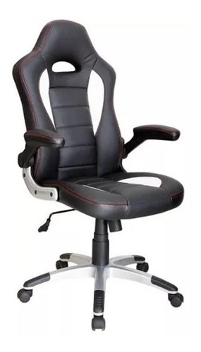 Silla de escritorio Muebo C580 gamer ergonómica  negra con tapizado de cuero sintético