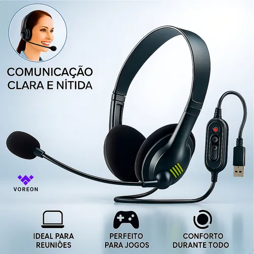 Fone De Ouvido Headset Office Usb Microfone Reunião Empresa Call ...