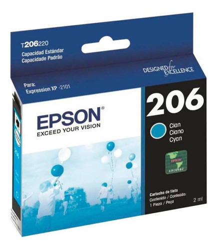 Cartucho Epson 206 Cian Xp 2101 150 Copias Ml