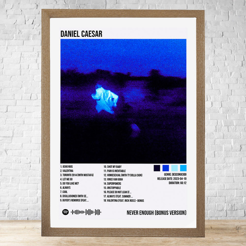 Cuadro Daniel Caesar 30x40 Con Vidrio Y Marco Madera C310 Marrón Claro Moderno