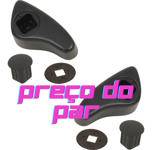 Imagem 2 de 3 de Par Manopla Regulagem Inclinador Banco Clio E Kangoo Preto