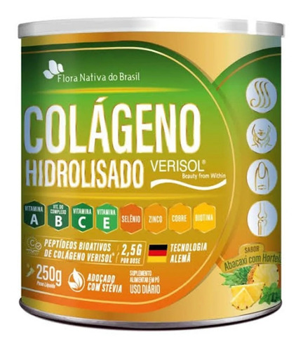 Colágeno Hidrolisado Verisol 250g Sabor Abacaxi Com Hortelã