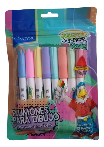 Plumones Para Dibujo Acuarelo Junior Pastel 8 Pz