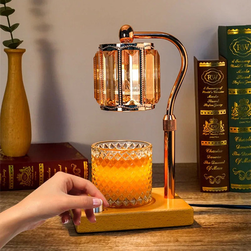 Lámpara De Madera Clara Con Vetas De Madera Y Cristal, De Ho