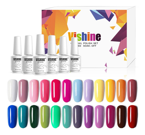 Vishine Juego De 24 Colores De Esmalte De Uñas De Gel, Kit.