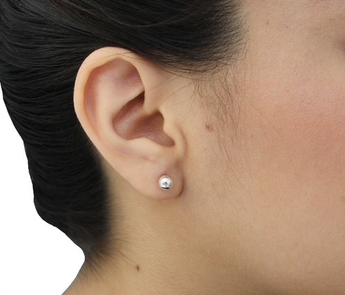 Imagen 9 de 10 de Arete Broquel Bola 6 Mm De Plata .925 Agálea Joyería