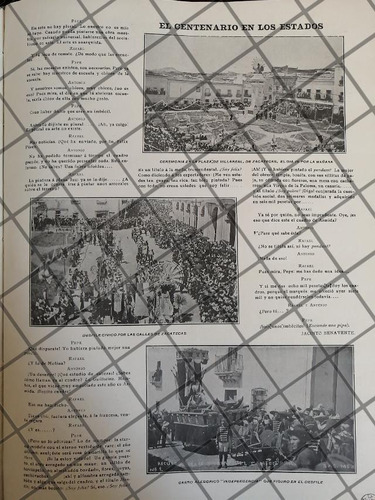Afiche Antiguo Desfile Del Centenario En Zacatecas 1910