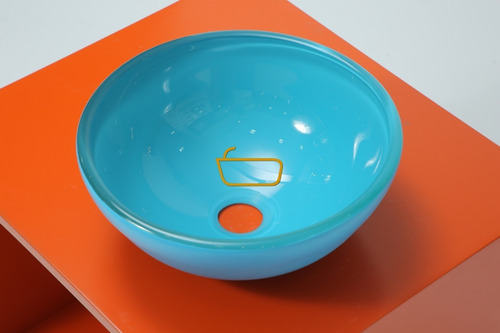 Imagen 2 de 9 de Bacha Apoyo Baño 40 Cm Vidrio Color Turquesa