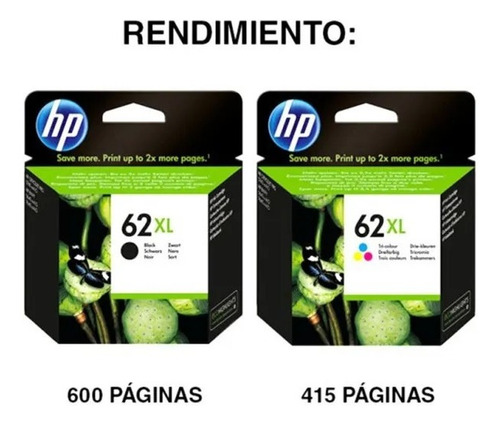 Imagen 8 de 8 de Combo Cartucho Hp 62xl 62 Xl 200 250 5540 5547 7640 Venc