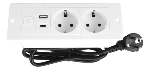 Tira De Alimentación Empotrada 3 En 1, Toma Usb Tipo C