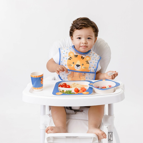 Imagem 7 de 8 de Kit Alimentacao Bebe Fibra Bambu Ecológico Blw 5 Peças Buba