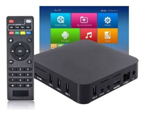 Parelho Daptador Smart Tv Box Transforme Sua Tv Em Smart Cor Preto Tipo De Controle Remoto Padrão